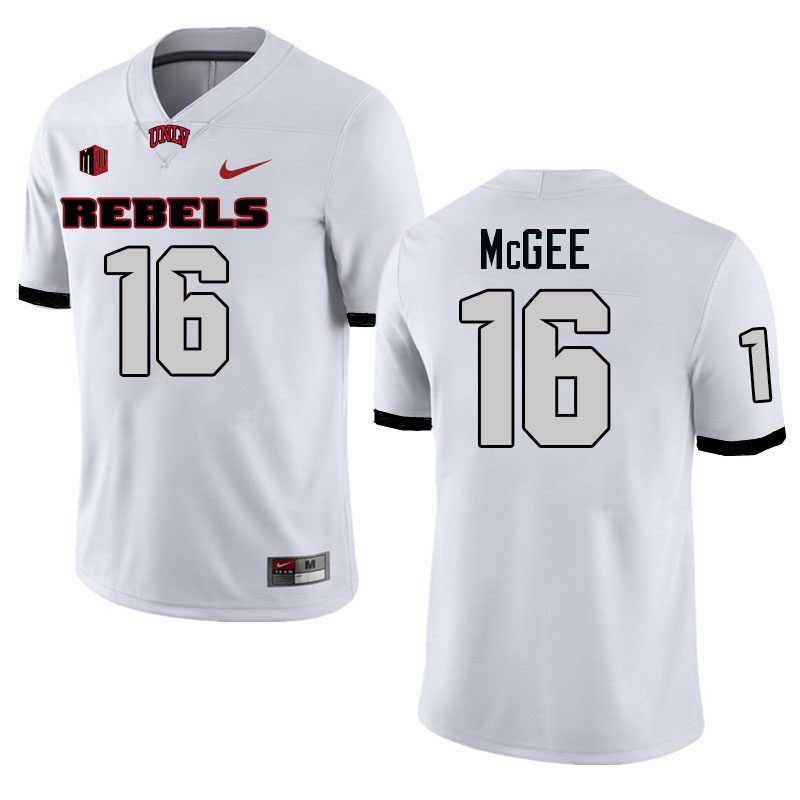 Men #16 Kayden McGee UNLV Rebels College Football Jerseys Stitched-White